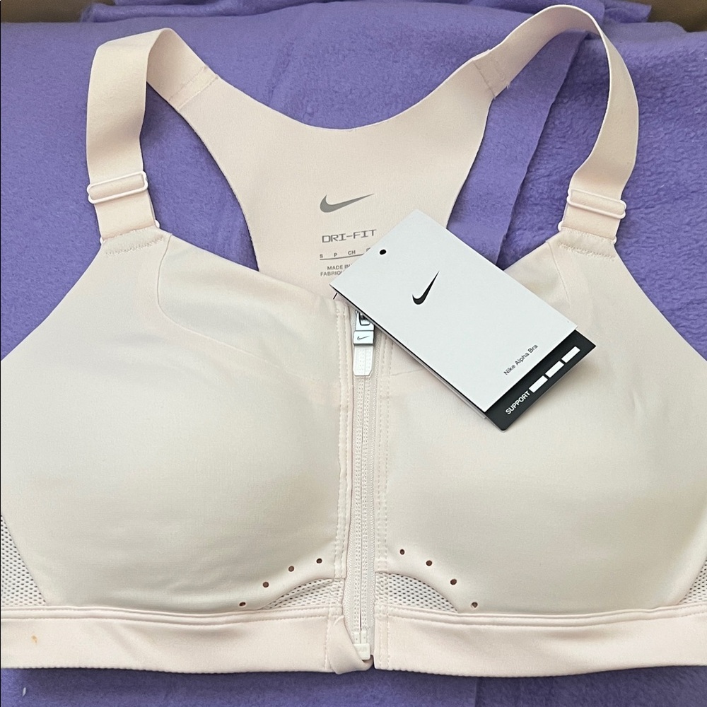 Nike Women's Dri-FIT Zip Front Sports Bra - Cream